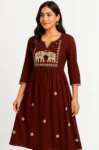 Maroon Ethnic/Tribal Umbrella Kurti